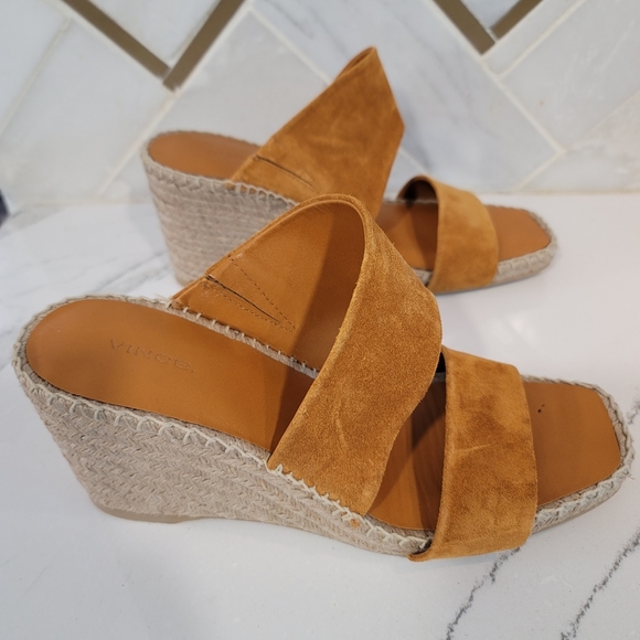 Vince NWT Garlin Suede espadrille wedge sandals jute heel with open square toe. - Picture 5 of 11